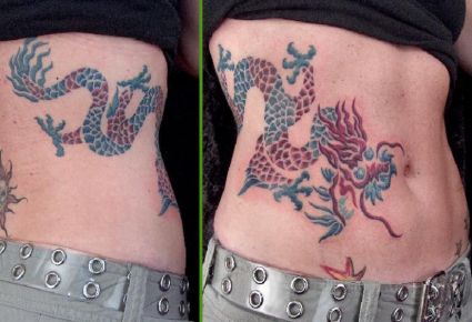 Chinese Dragon Pic Tattoo On Stomach